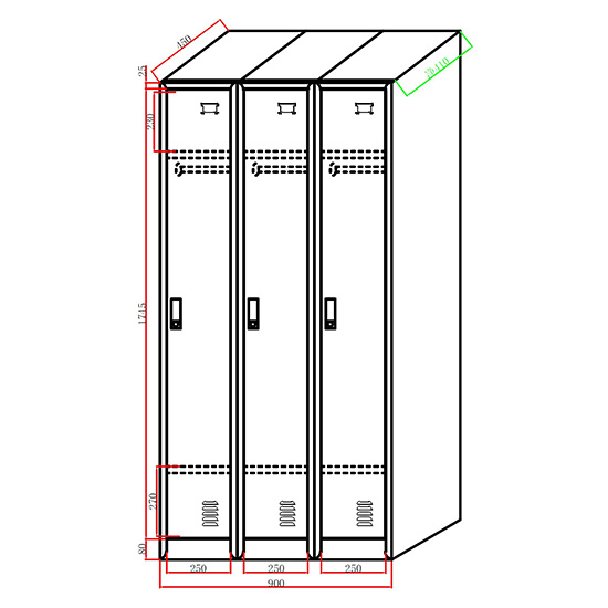 Three Door Locker