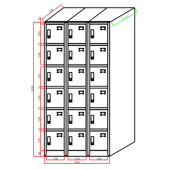 18 Doors Padlock Locker