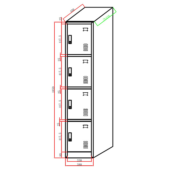 Single Row Four Door Locker