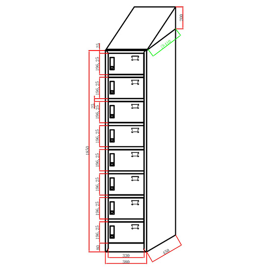 Single Row Eight Door Locker