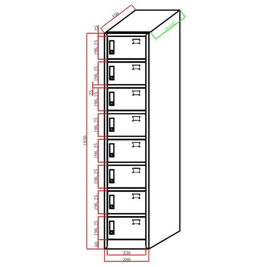 Single Row Eight Door Locker