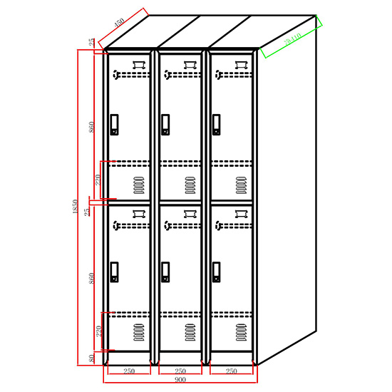 9 Doors Padlock Locker