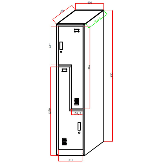 2 Doors Step Locker