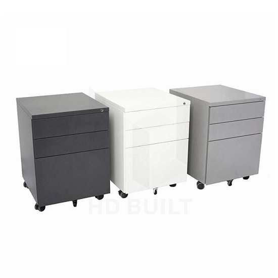 Black 3 Drawers Mobile Pedestal Cabinet