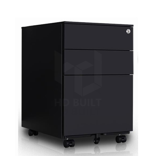 Black 3 Drawers Mobile Pedestal Cabinet