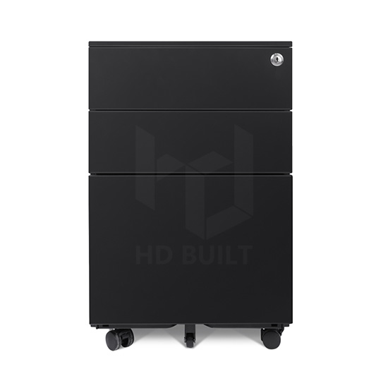 Black 3 Drawers Mobile Pedestal Cabinet