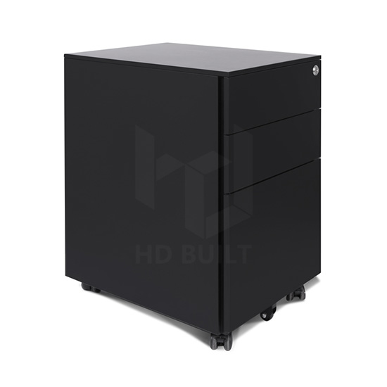 Black 3 Drawers Mobile Pedestal Cabinet