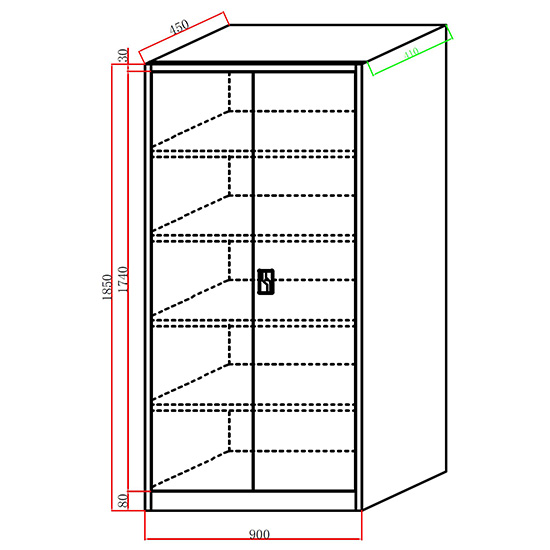 Two Door Cupboard Black